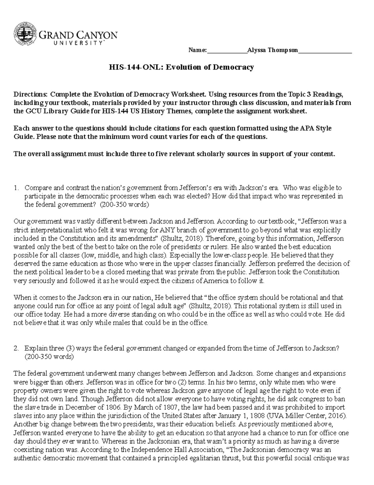HIS-144.ONL.T-3.Evolution of Democracy Worksheet Online - Name:Alyssa Thompson____ HIS-144-ONL ...