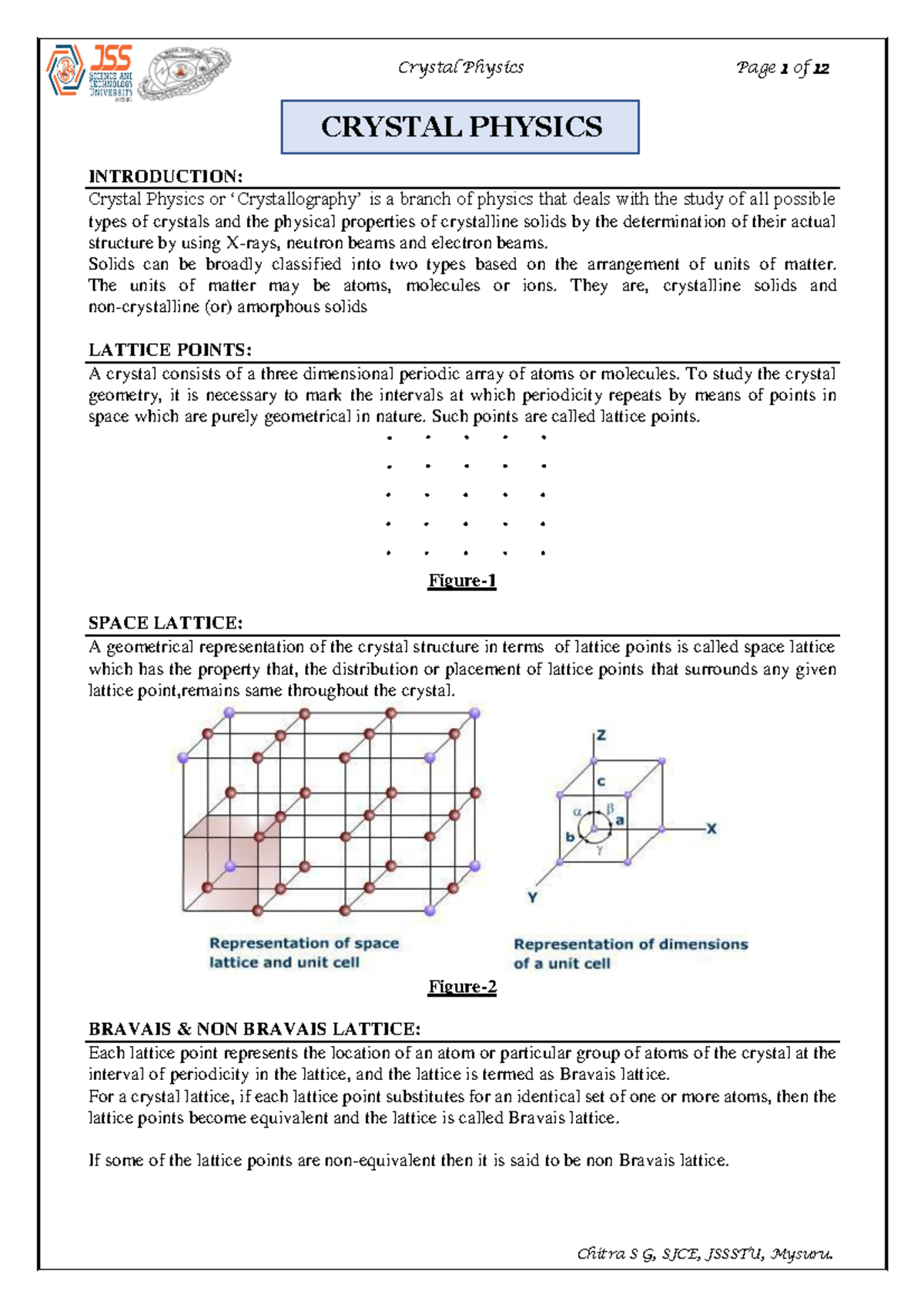 Unit5 Crystal Physics CRYSTAL PHYSICS INTRODUCTION Crystal Physics or