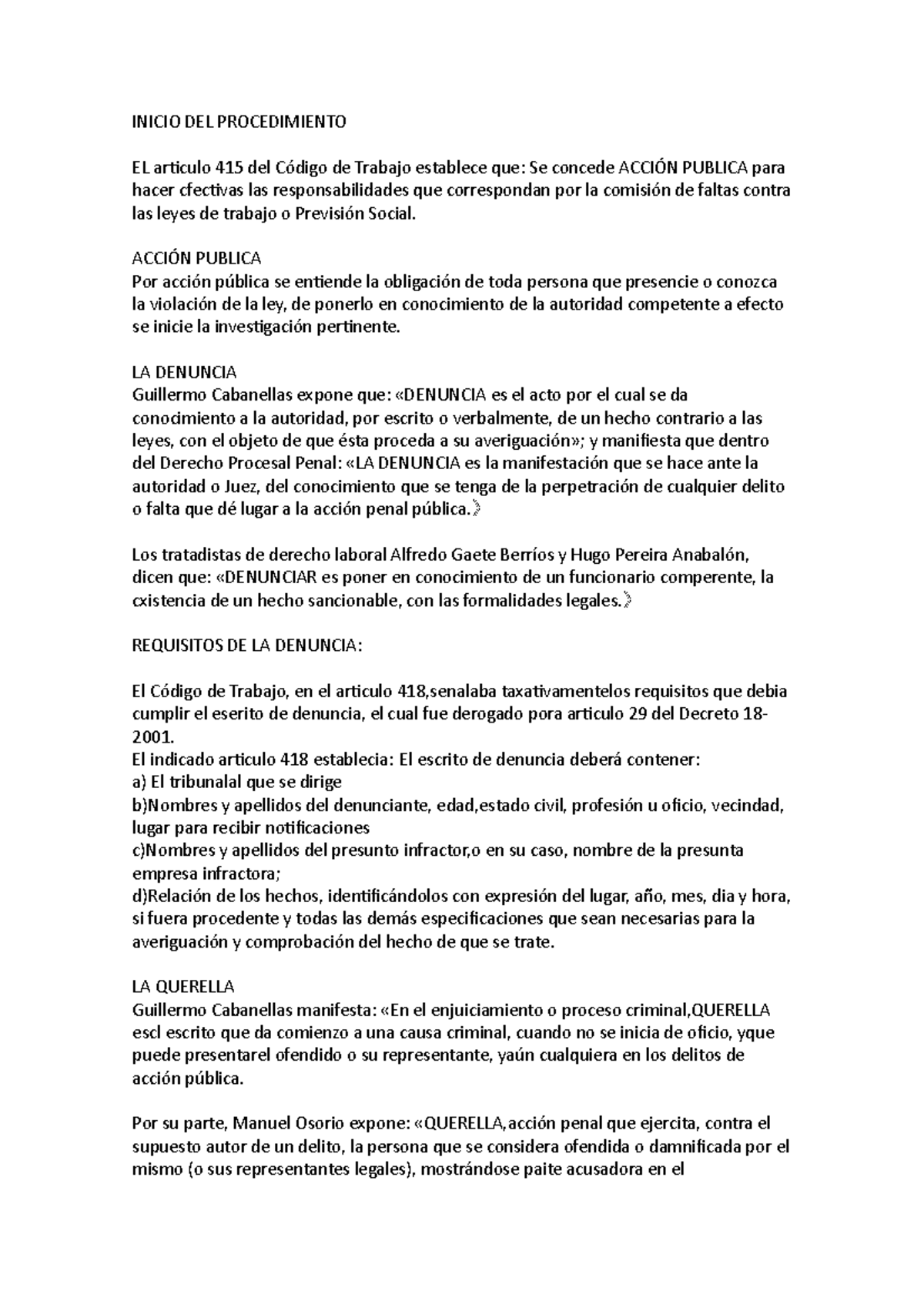 Inicio DEL Procedimiento - INICIO DEL PROCEDIMIENTO EL articulo 415 del ...