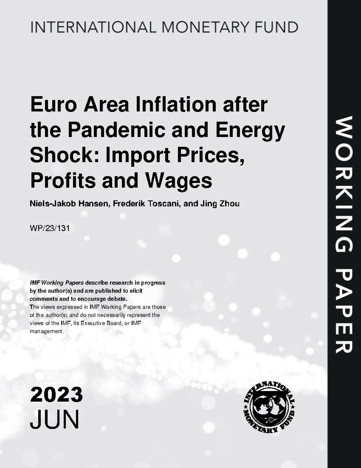 Euro Area Inflation IMF - IMF Working Papers describe research in ...