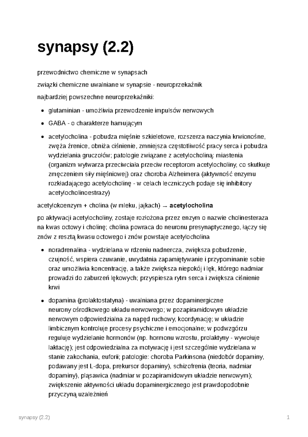 synapsy (2.2)... - synapsy (2) przewodnictwo chemiczne w synapsach ...