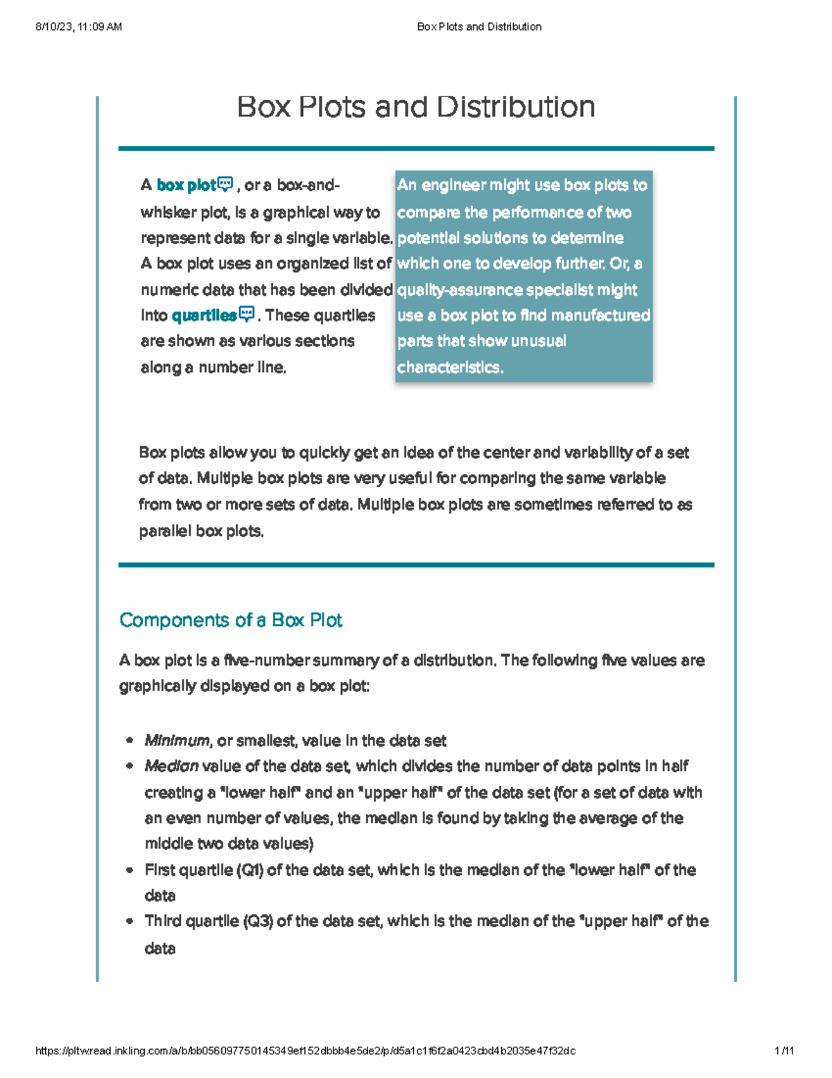 Box and Whisker - Math - Box Plots and Distribution Box plots allow you ...