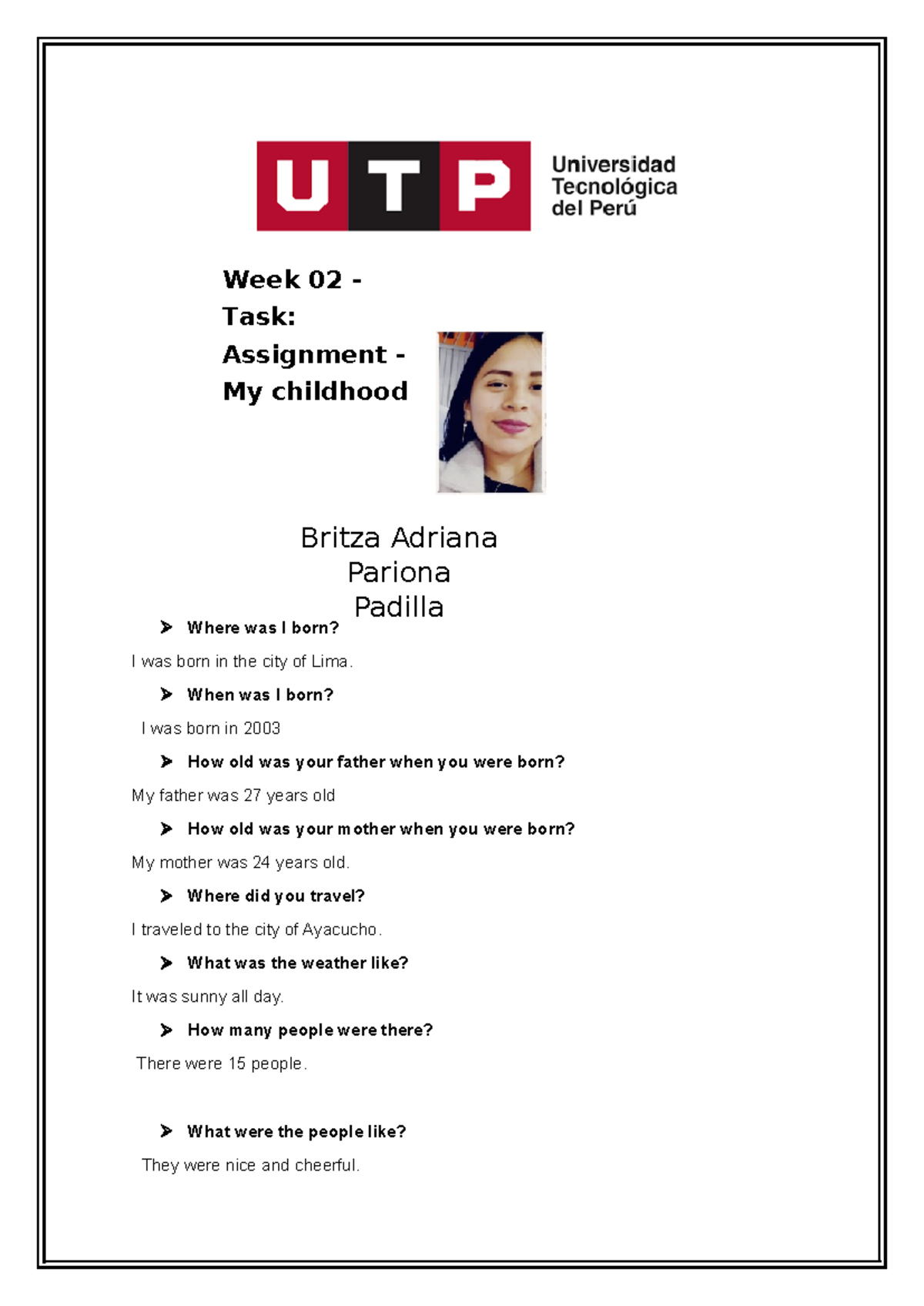 Tarea Ingles - 1.................................... - Where was I born ...