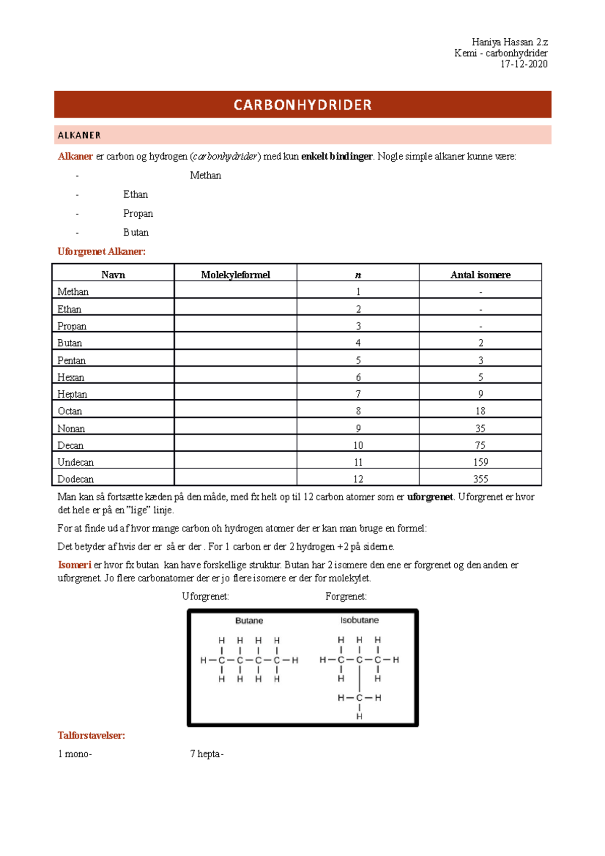 Alkaner, Alkener Og Alkyner - Kemi - Kemi - Carbonhydrider 17-12 ...