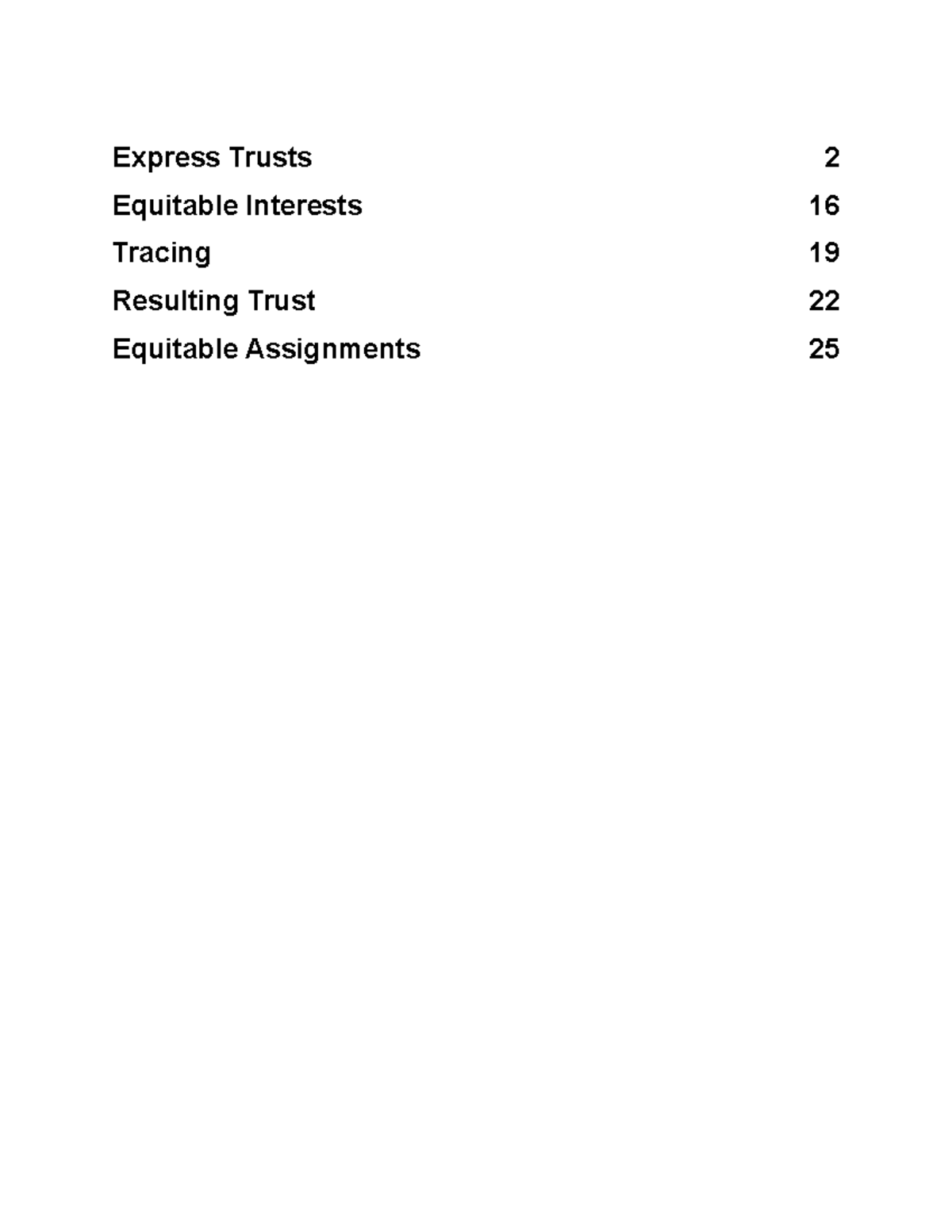 Equity - Final exam notes - Express Trusts Equitable Interests Tracing ...