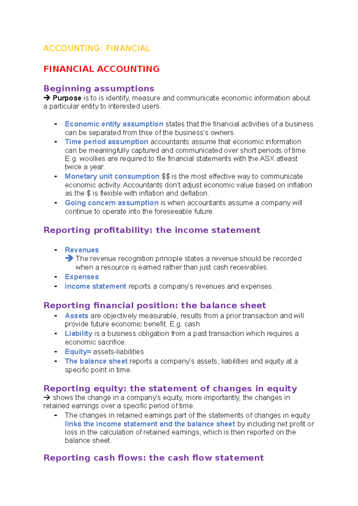 A ccounting notes - ACCOUNTING: FINANCIAL FINANCIAL ACCOUNTING ...