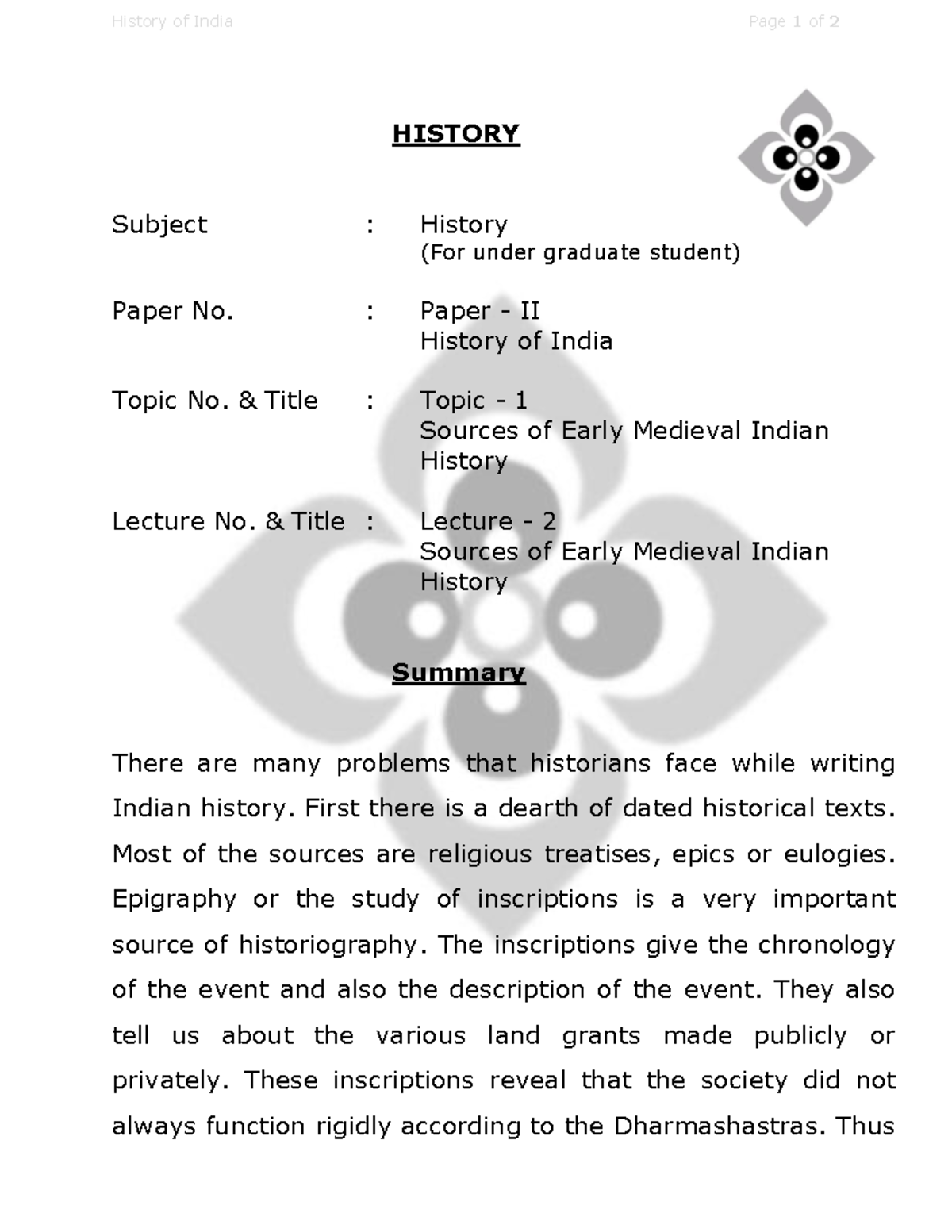 History Of India Bsish History Of India Page 1 Of 2 HISTORY Subject history-of-india-bsish-history-of-india-page-1-of-2-history-subject