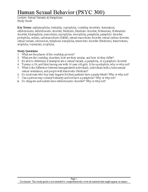 Study Guide (Pregnancy Birth) - Human Sexual Behavior (PSYC 300 ...