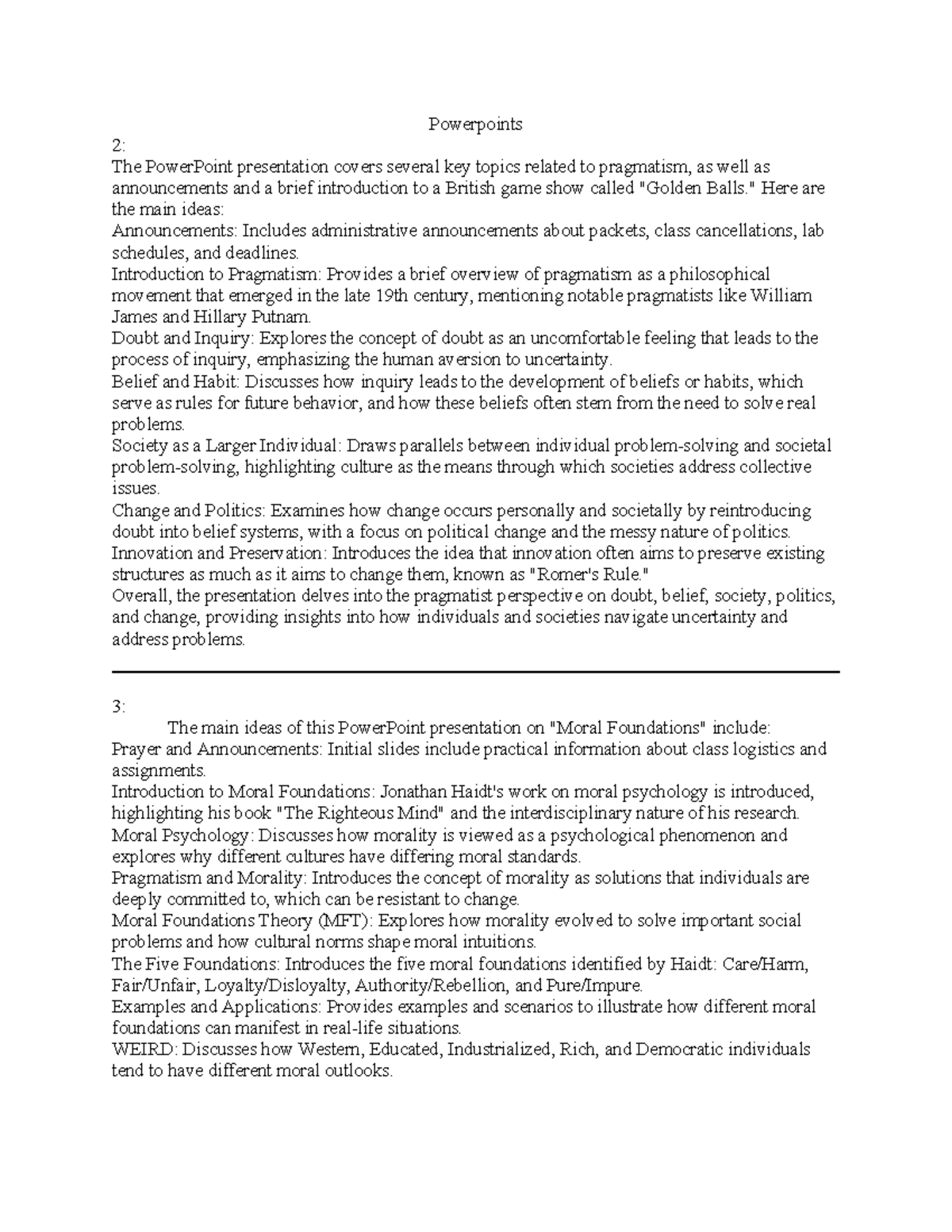 Powerpoints - Powerpoints 2: The PowerPoint presentation covers several ...