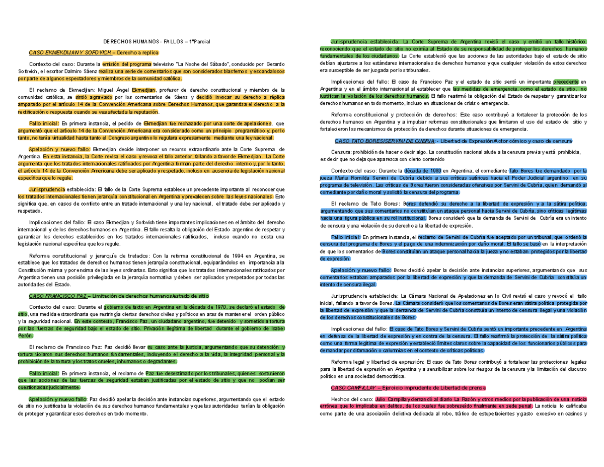Fallos DDHH - Primer parcial - Documentos de Google - DERECHOS HUMANOS ...