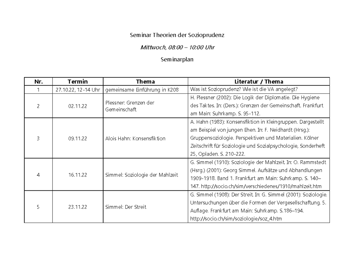 Seminarplan Wi Se 22 23 Sozioprudenz - Seminar Theorien Der ...