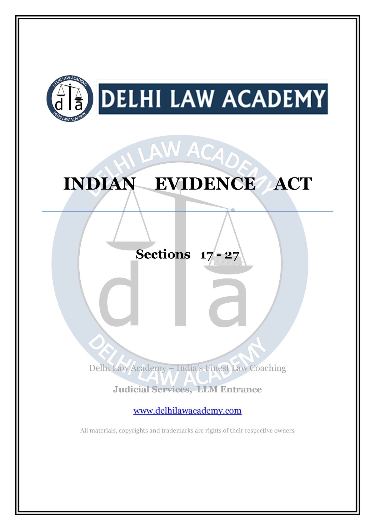 Evidence-Act - Notes - INDIAN EVIDENCE ACT Sections 17 - 27 Delhi Law ...