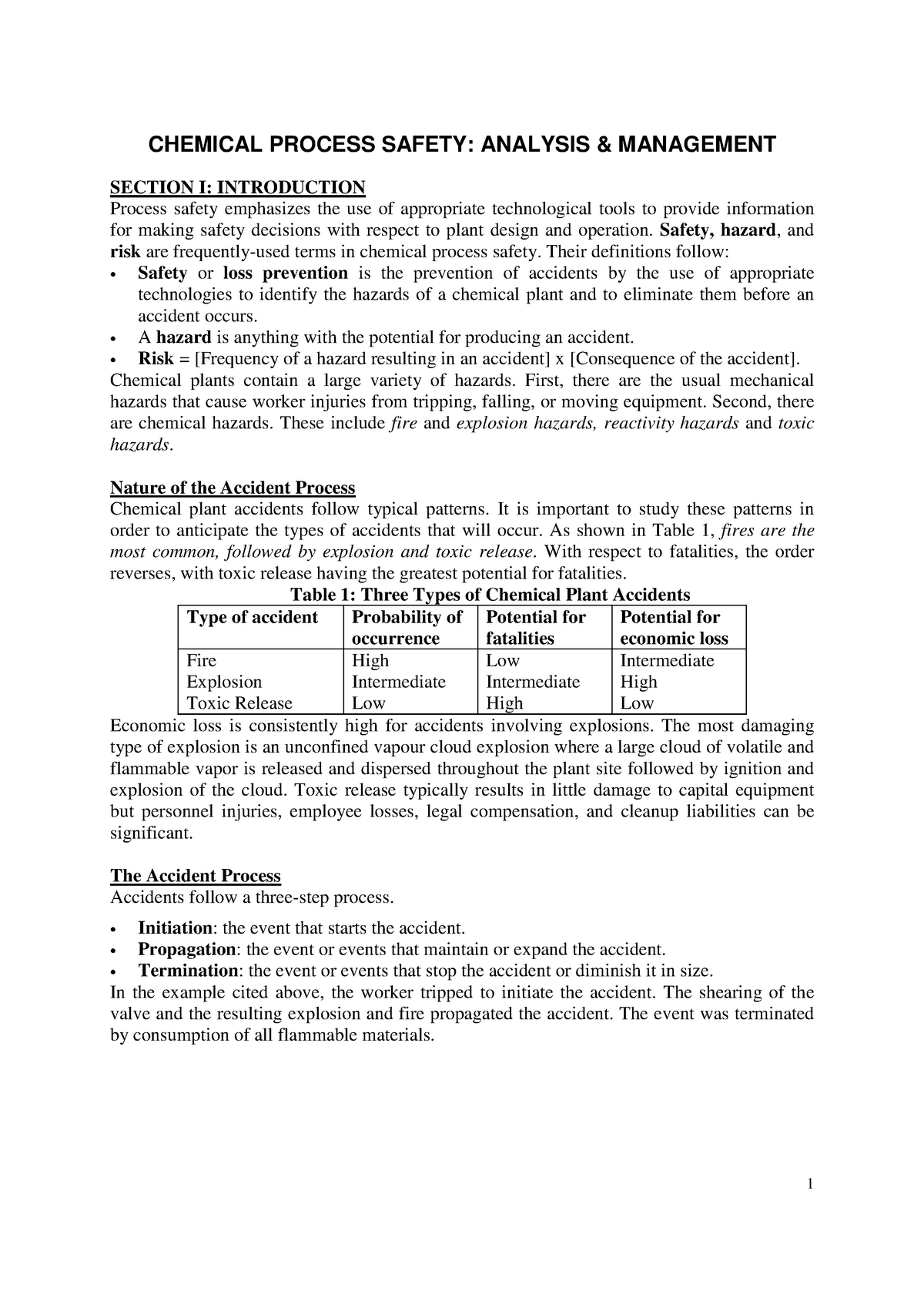 essay on safety in chemical industry