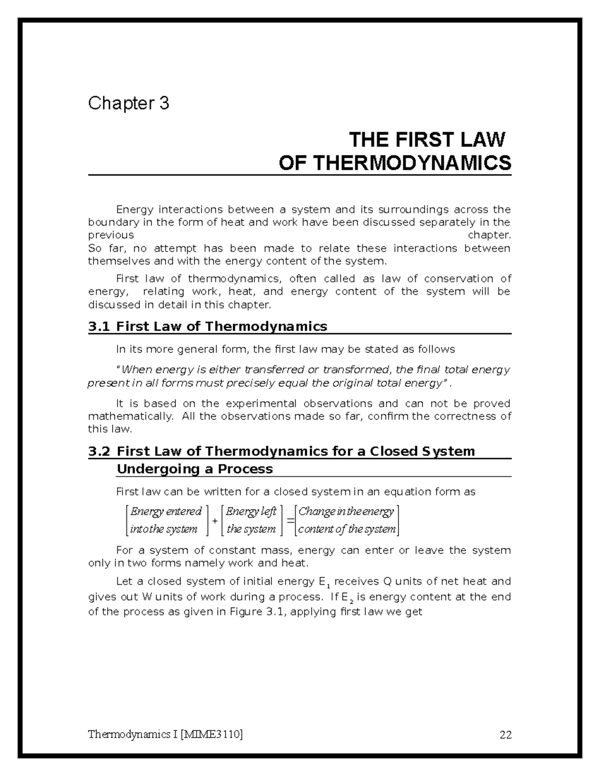 Chapter 3-thermodynamics Final - Chapter 3 THE FIRST LAW OF ...