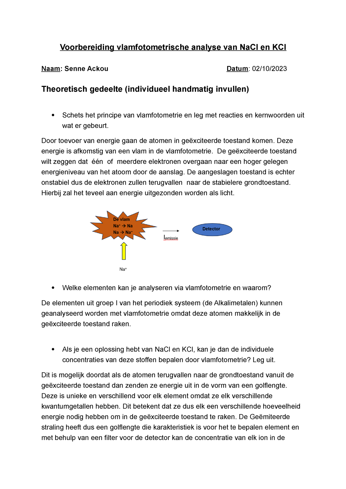 8 Sjabloon Vlamfotometrie Voorbereiding Voorbereiding