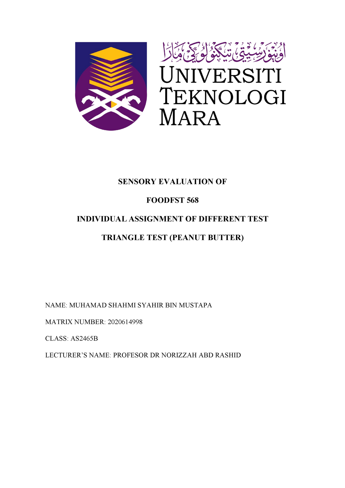 assignment-1-different-test-food-analysis-uitm-studocu