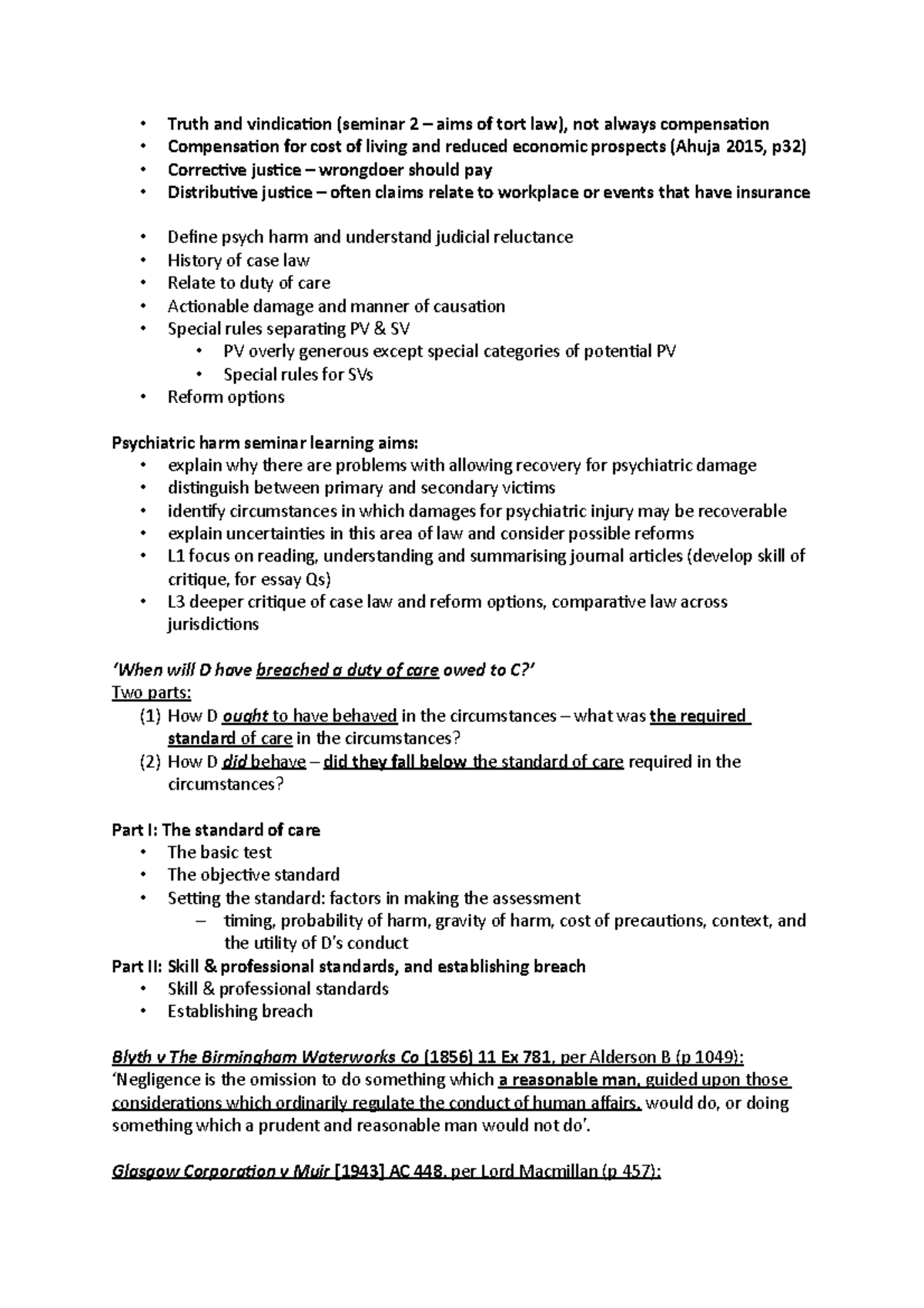 Tort 21 - Lecture notes 21 - Truth and vindication (seminar 2 – aims of ...