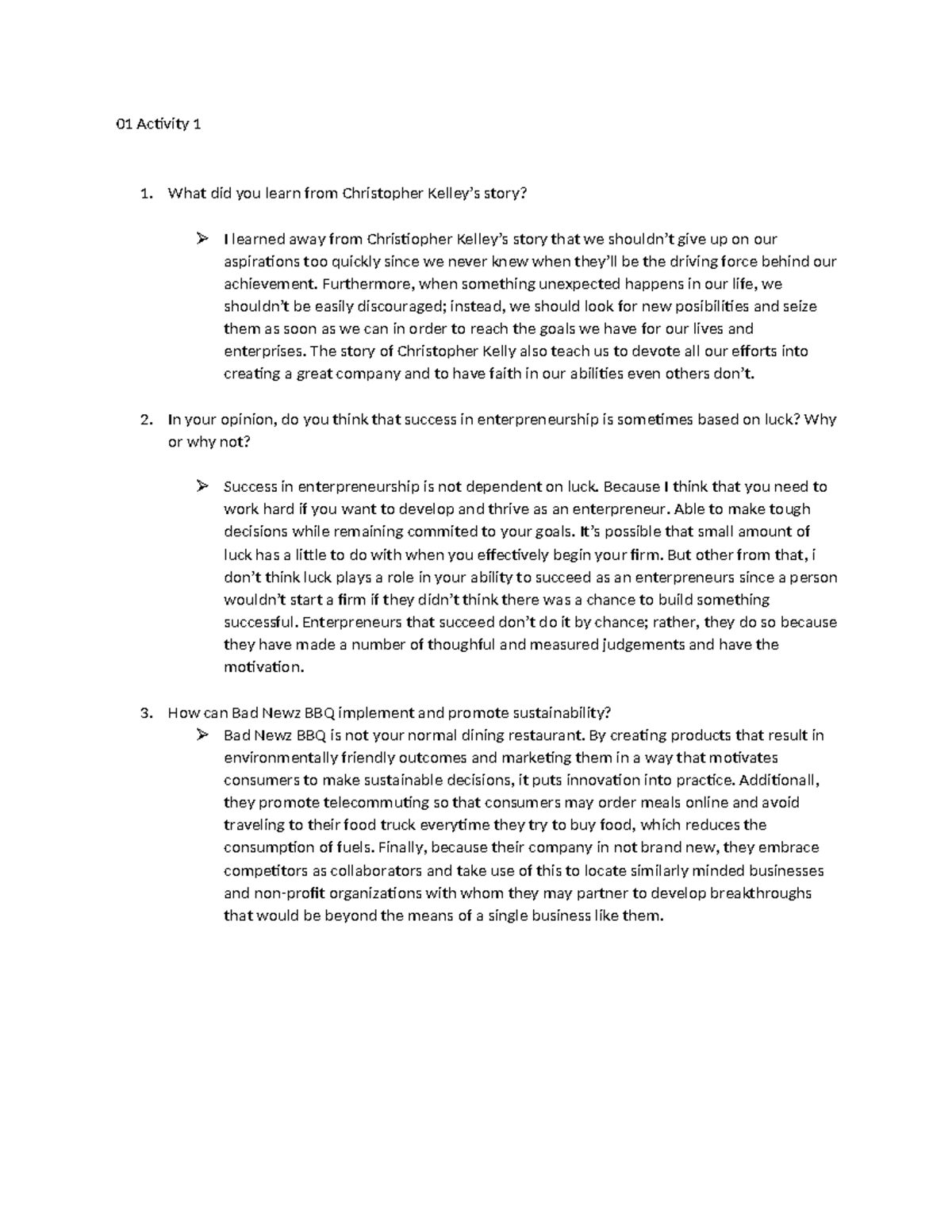 01 Activity 1 (TQM) - essay - 01 Activity 1 1. What did you learn from ...