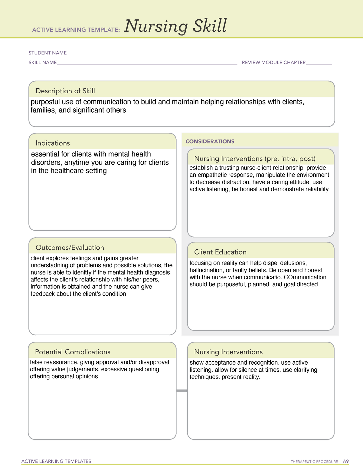 Skill Thera Communication - ACTIVE LEARNING TEMPLATES THERAPEUTIC ...