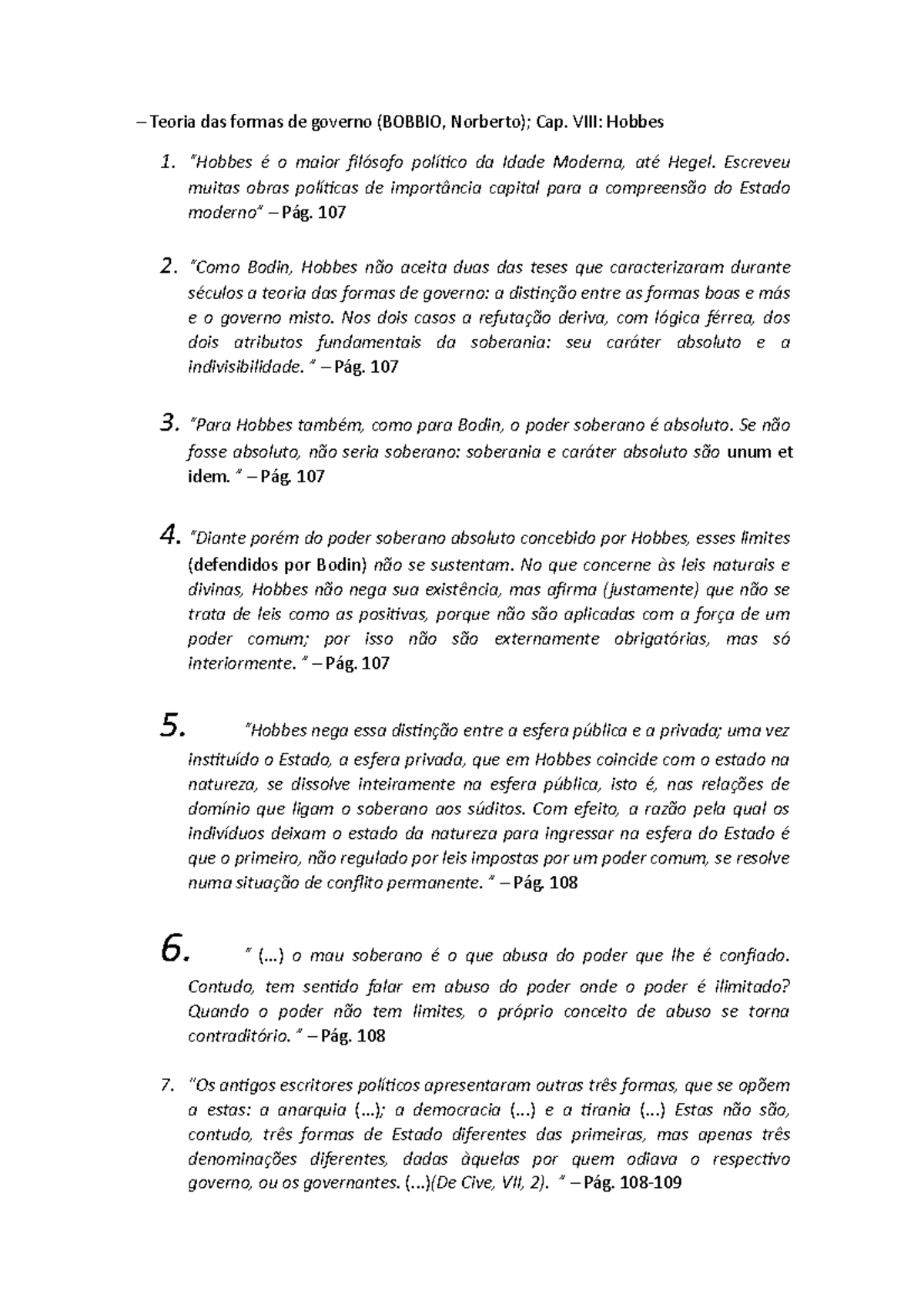 Teoria Política para Hobbes, Norberto Bobbio - Teoria das formas de ...