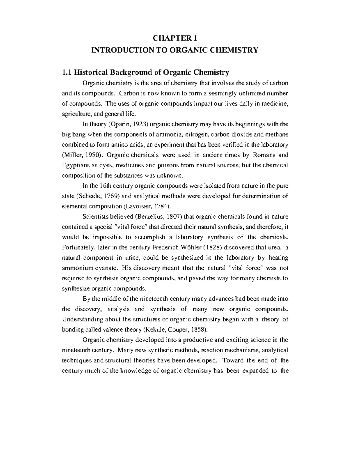 Ch 01 Intro H T I Chemistry CHAPTER 1 INTRODUCTION TO ORGANIC CHEMISTRY 1 Historical