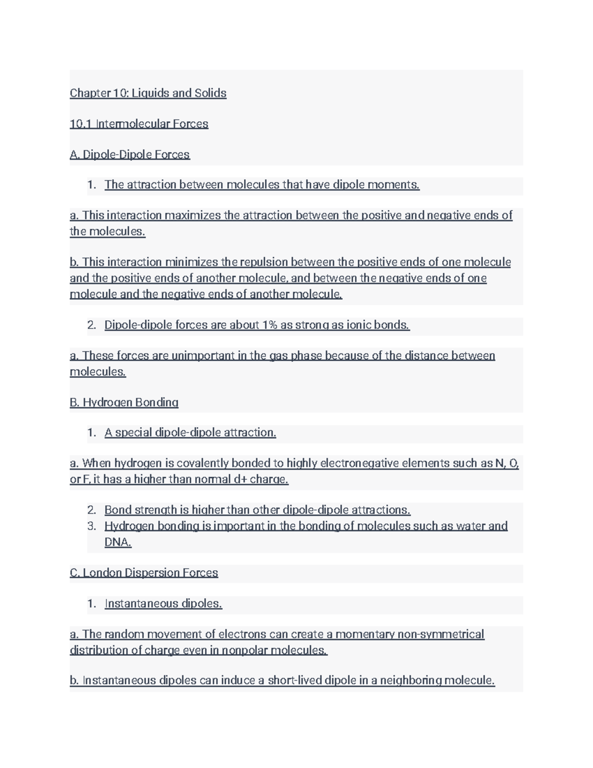 AP Chemistry Notes Liquids and Solids Chapter 10 Liquids and Solids