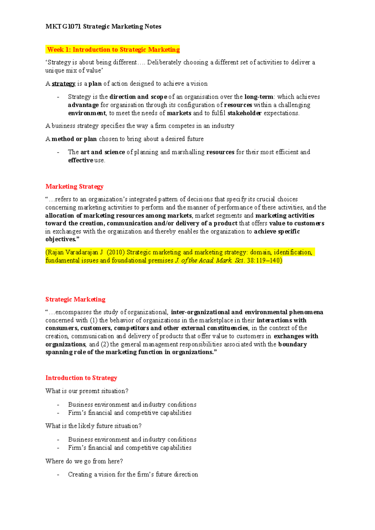 International business lecture 1 - MKTG1071 Strategic Marketing Notes ...