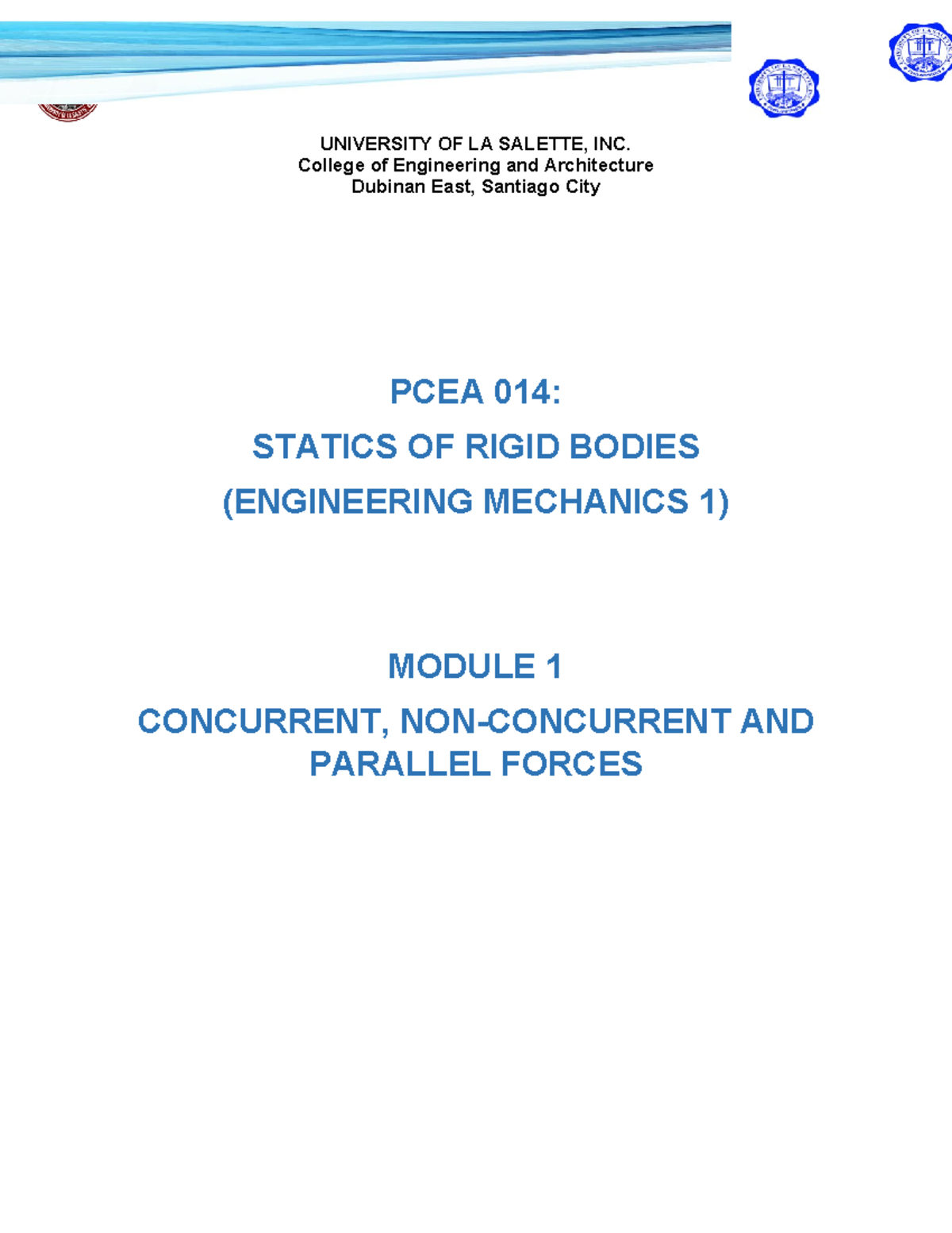Module Statics OF Rigid Bodies - College of Engineering and ...