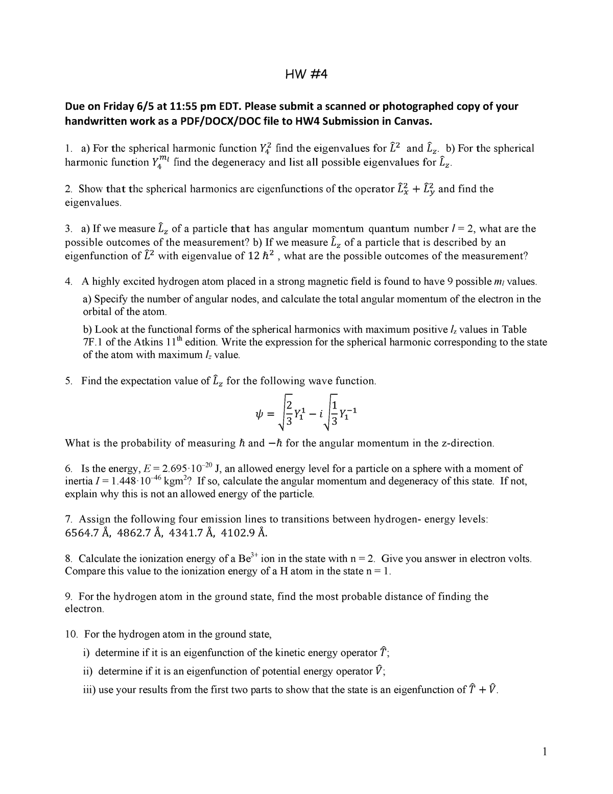 Hw4 Hw4 Questions Chem 452 Studocu