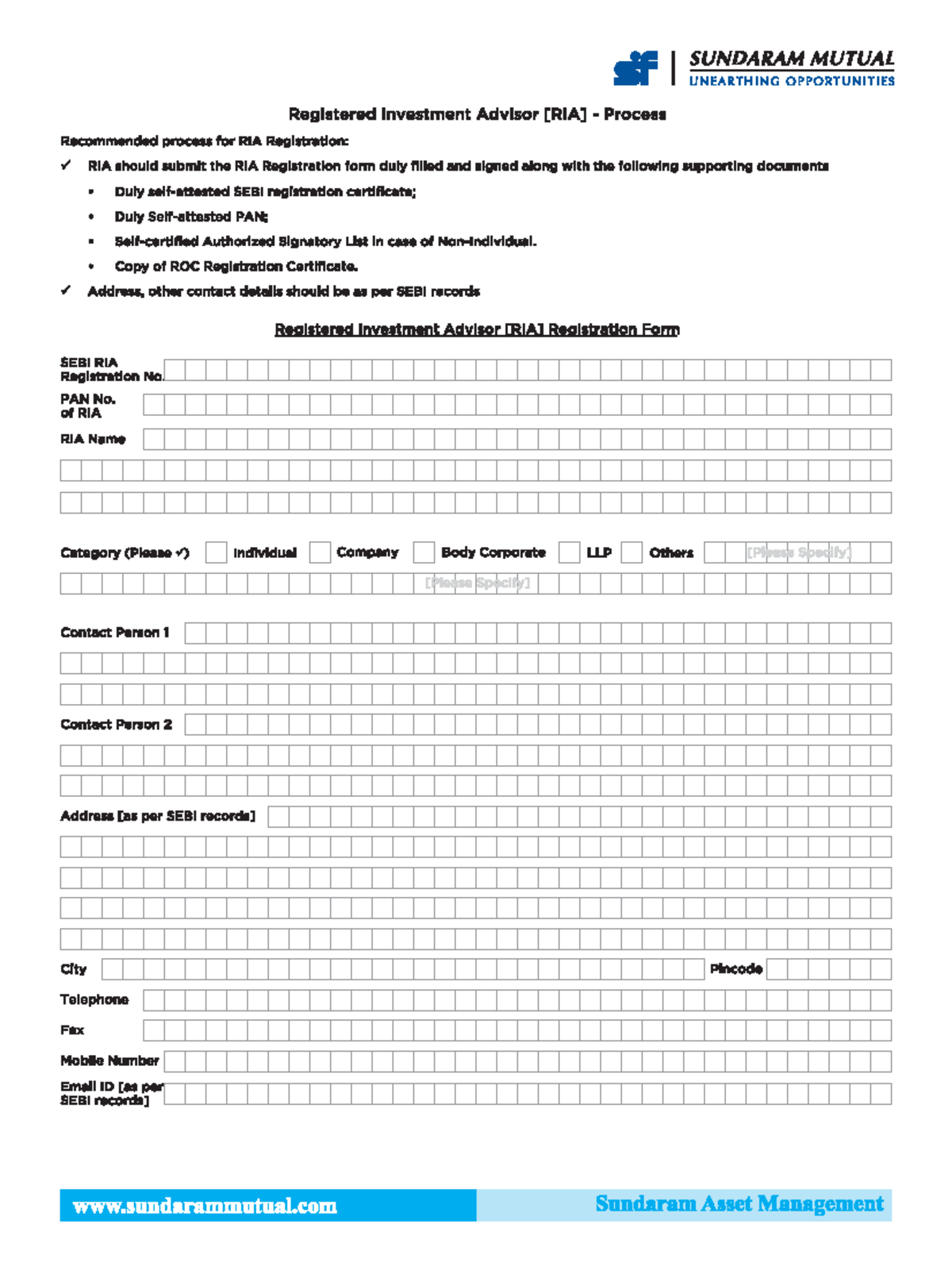 RIA Empanel Form May2019 - sf SUNDARAM MUTUAL UNEARTHING OPPORTUNITIES ...