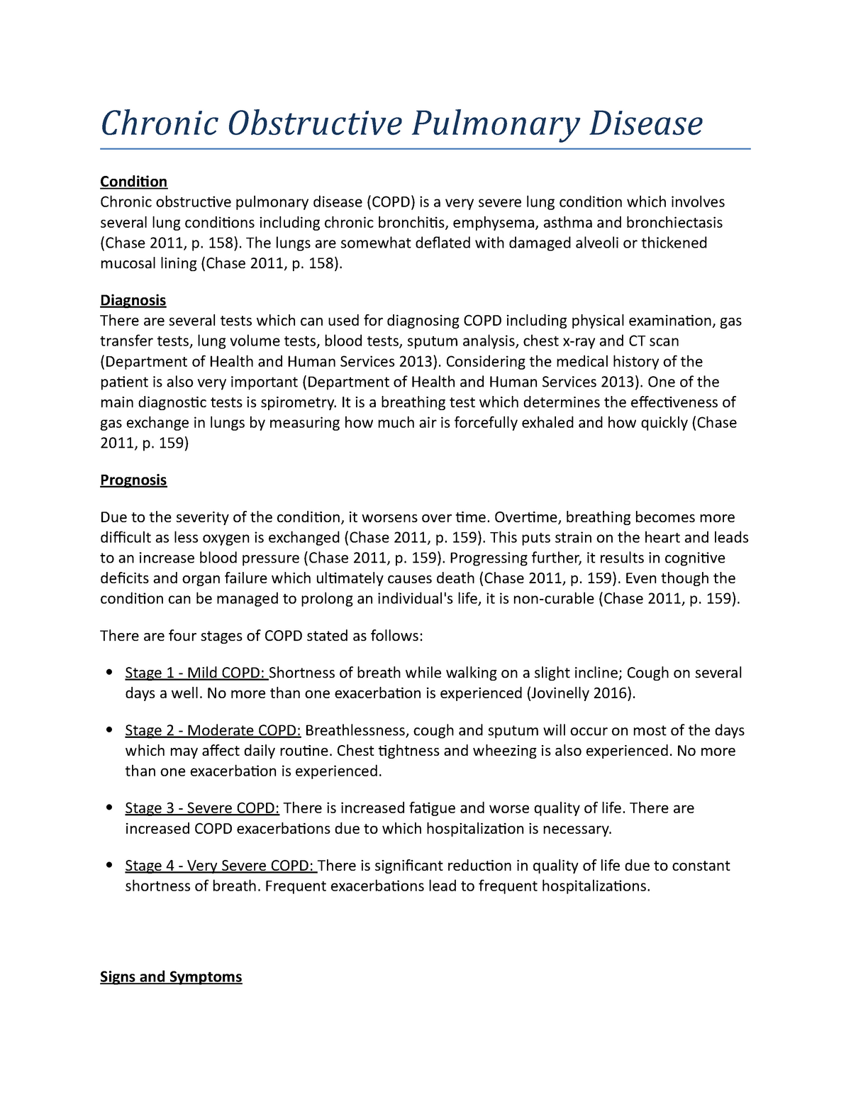 chronic obstructive pulmonary disease research paper