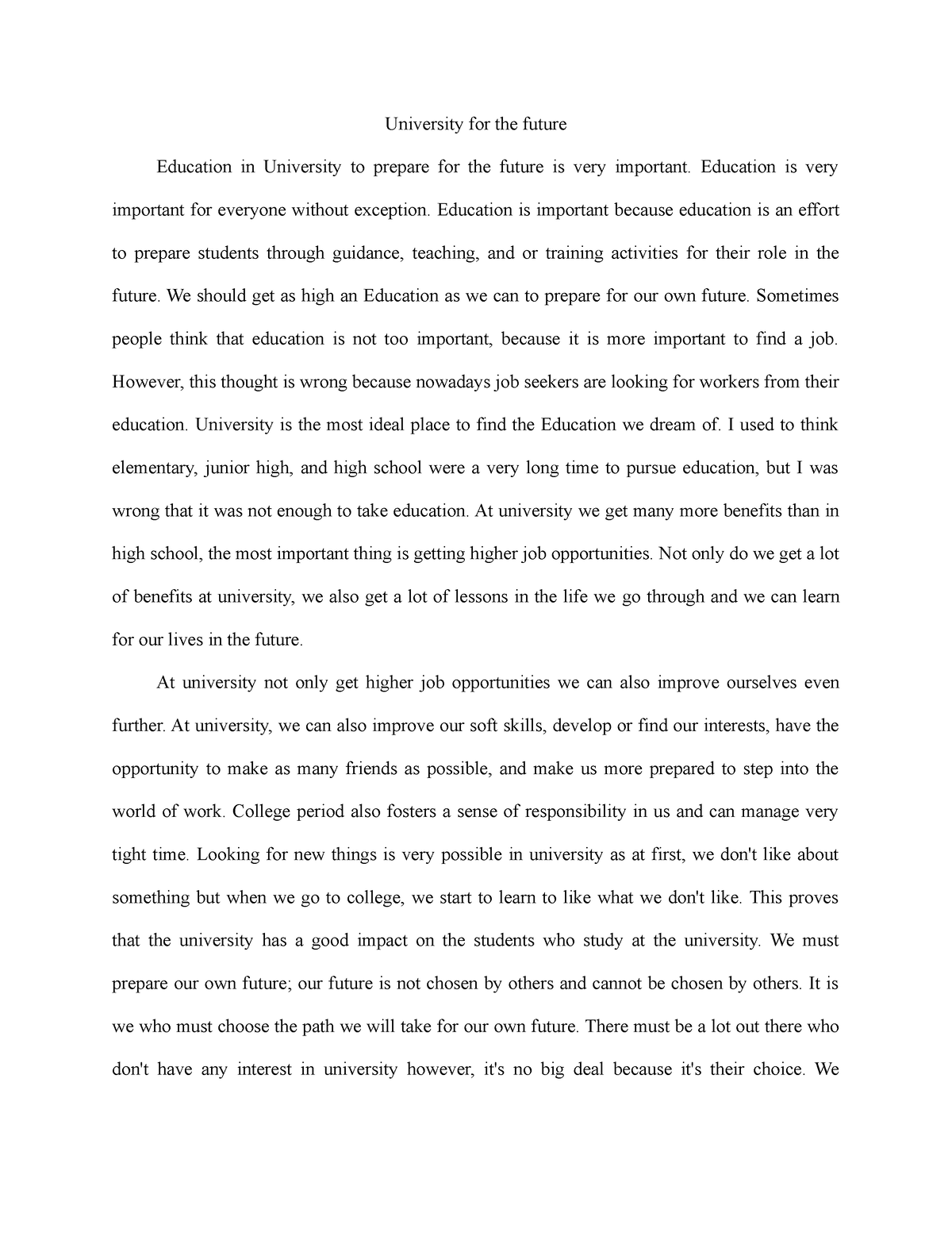 university of toronto college essay