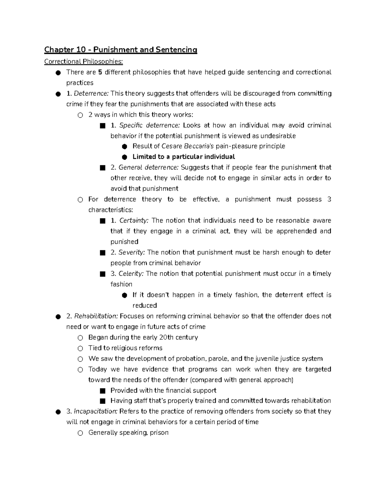 Chapter 10 Reading Notes - Chapter 10 - Punishment and Sentencing ...