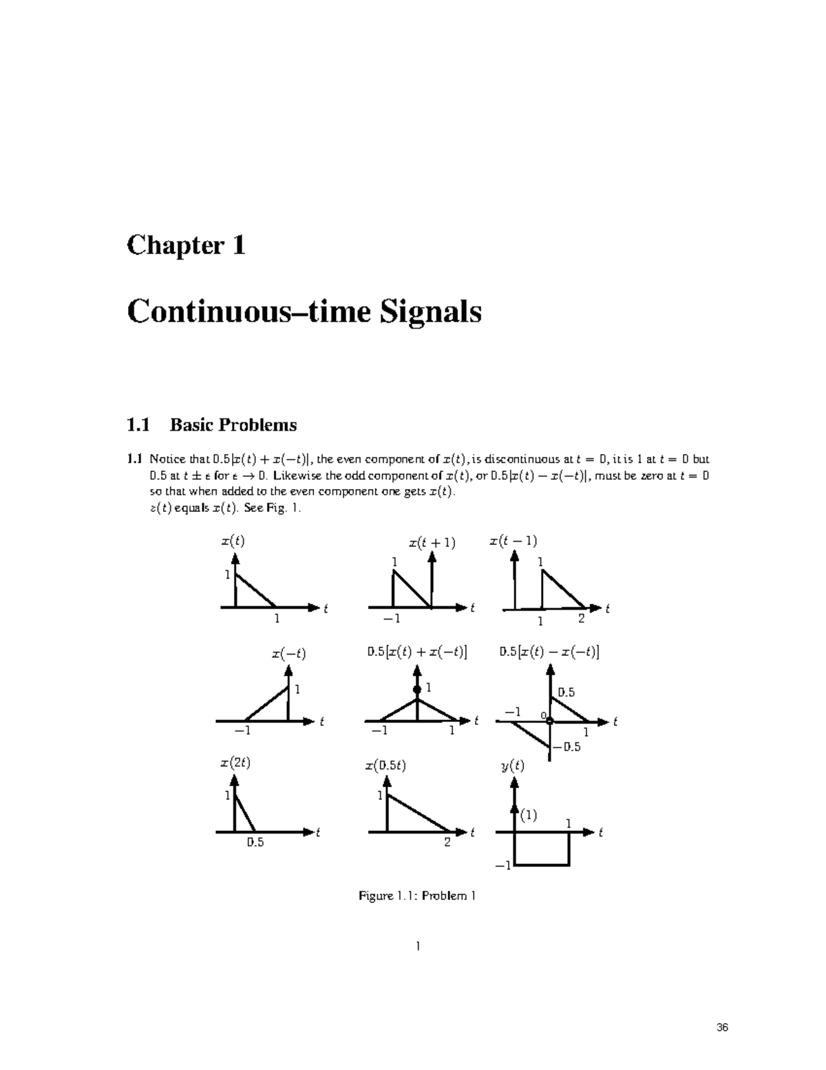 Solutions Ch1 Of Signal And System - Chapter 1 Continuous–time Signals ...