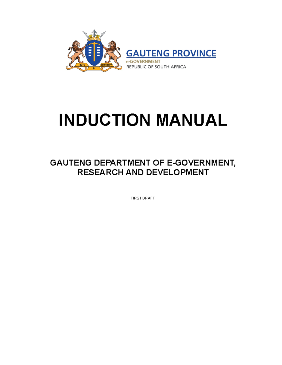 EGov Induction Manual 2 INDUCTION MANUAL GAUTENG DEPARTMENT OF E