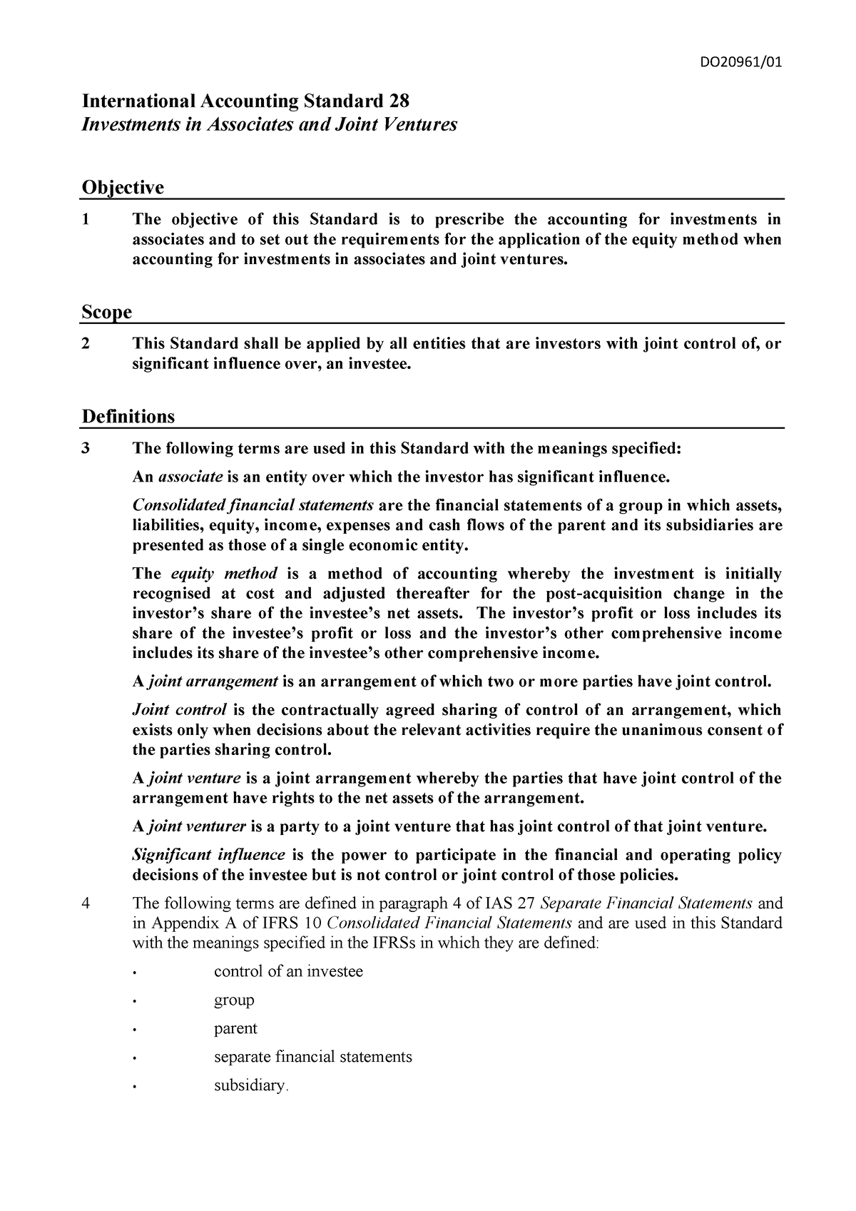 IAS 28 - Investments In Associates And Joint Ventures - DO20961 ...