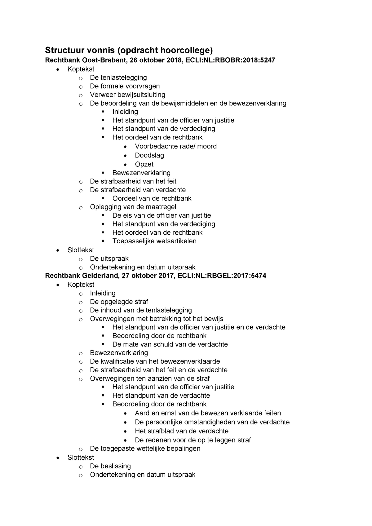 Structuur Vonnis - Studeersnel