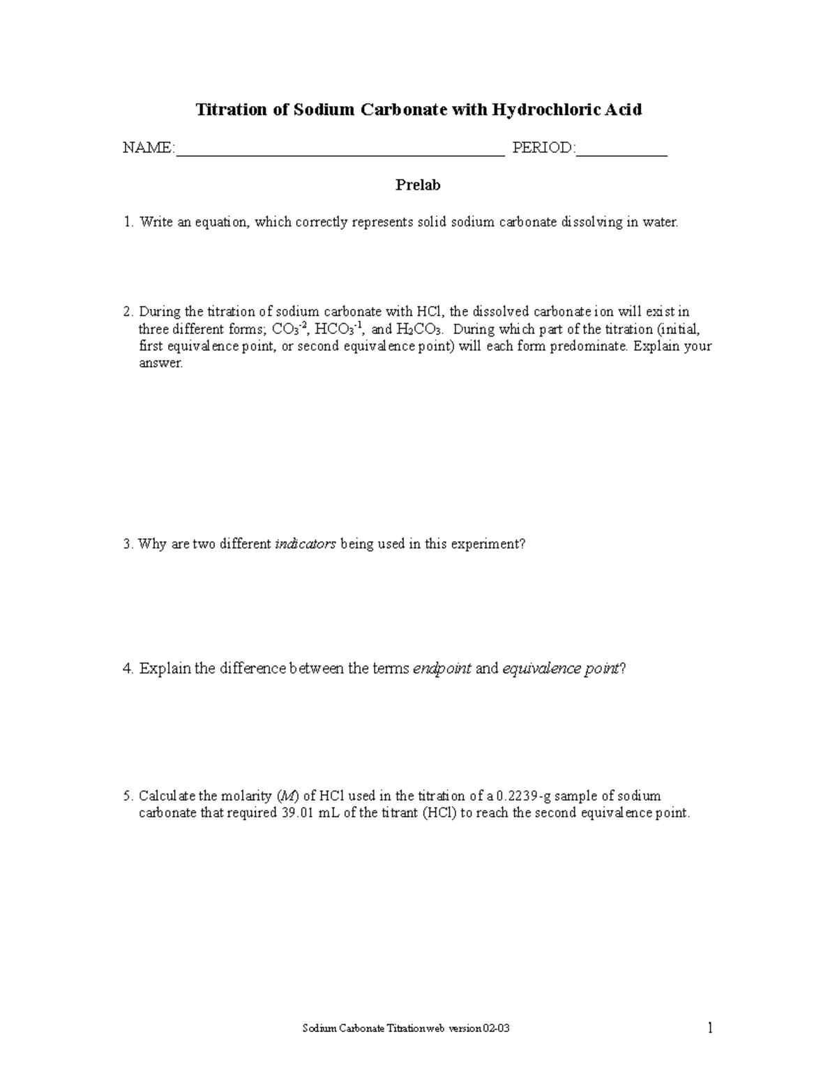 Sodium Carbonate Titration web version2 Titration of Sodium
