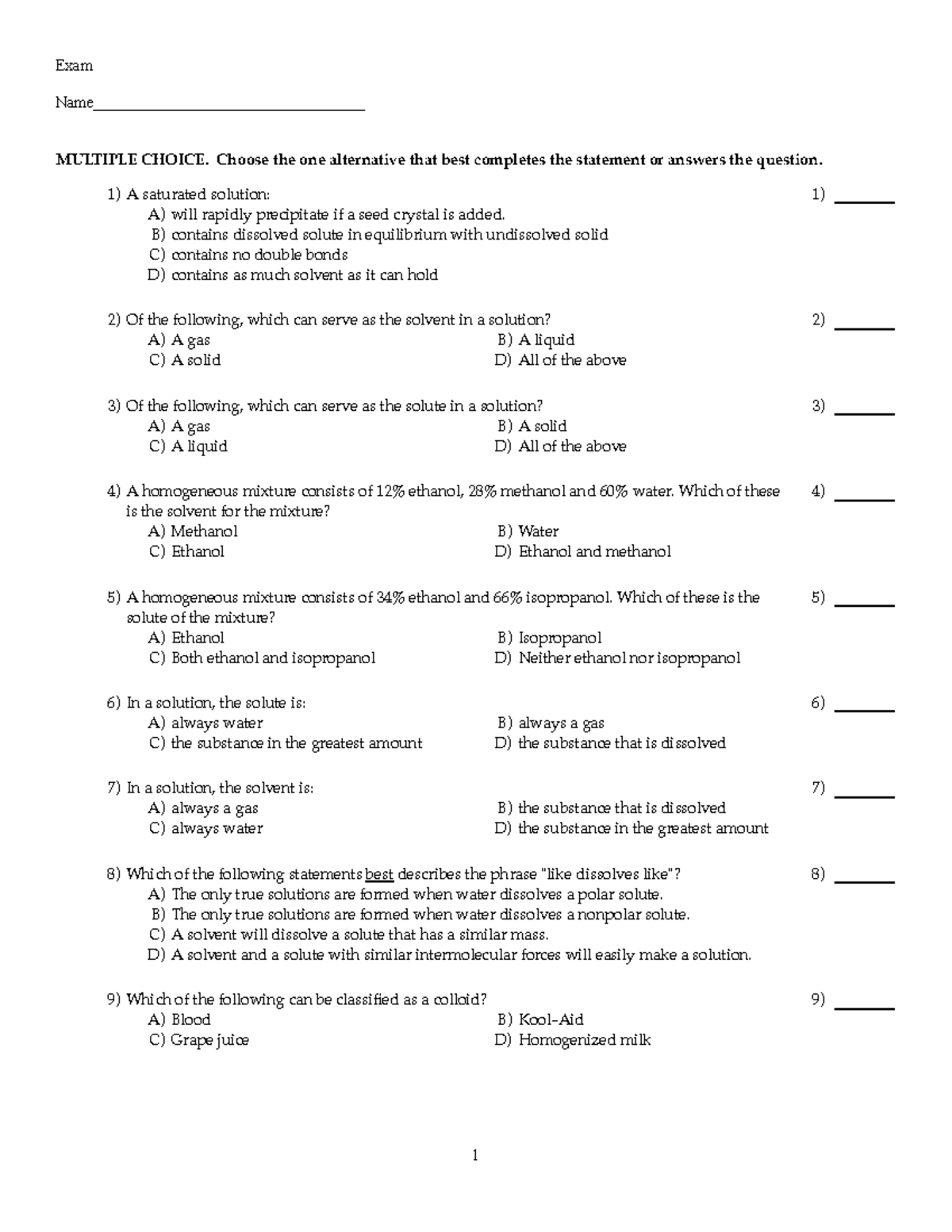 Chapter 8 practice with answers - Exam Name ...