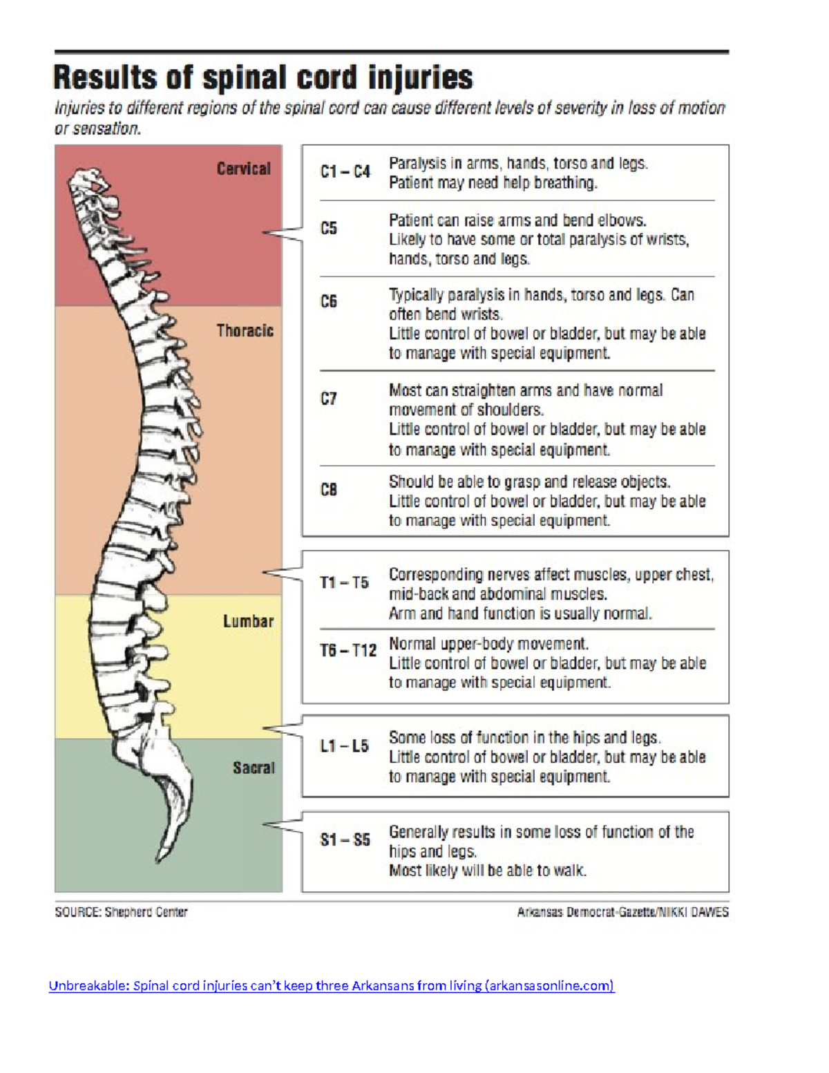 Sci Level Of Injury And Function - Nurs 116 - Unbreakable: Spinal Cord 