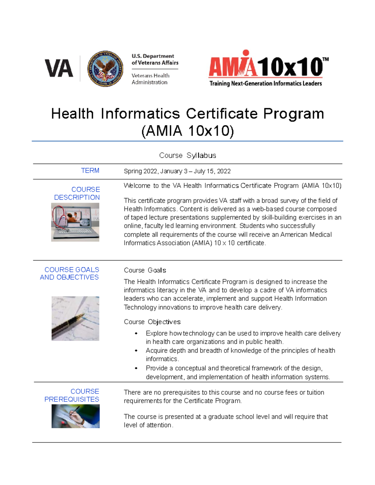 AMIA10x10 Spring 2022 Syllabus Draft v2 - Health Informatics ...
