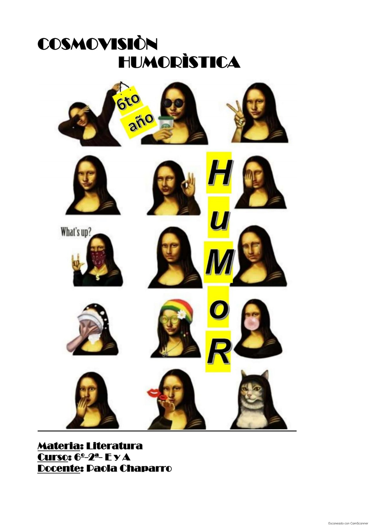 Cosmovision humoristica 6º-2ª- Ey A - Lengua y literatura - Studocu
