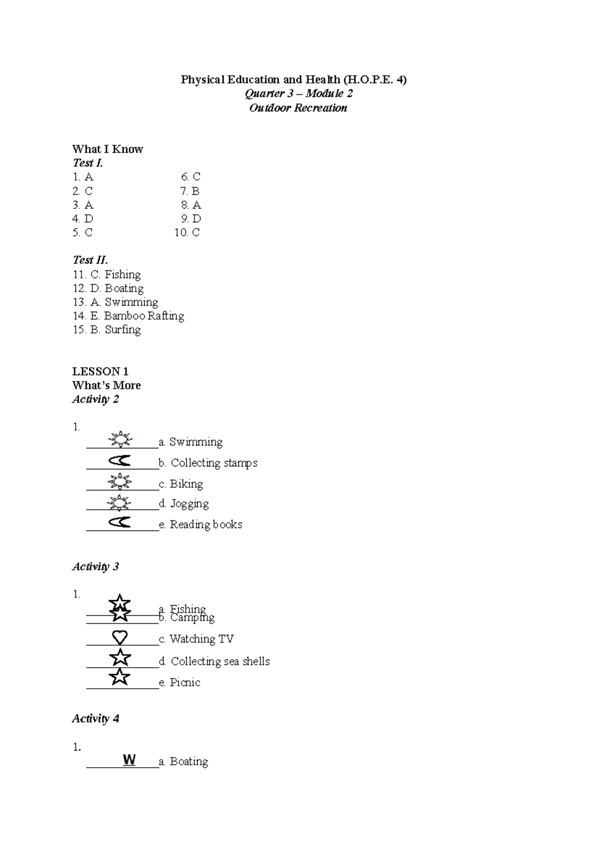 Pe - N/A - Physical Education and Health (H.O.P. 4) Quarter 3 – Module ...