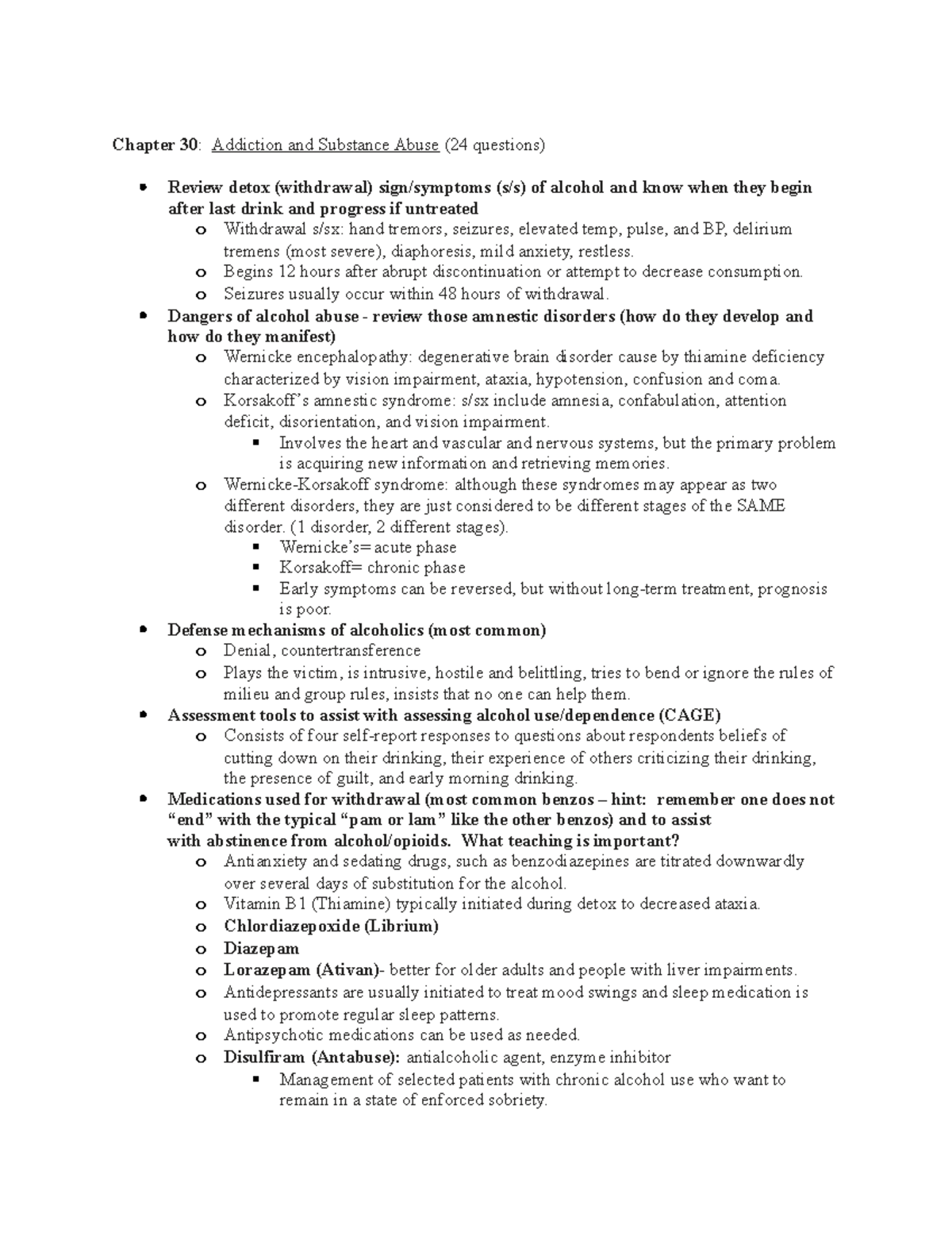 Final study guide - good - Chapter 30 : Addiction and Substance Abuse ...
