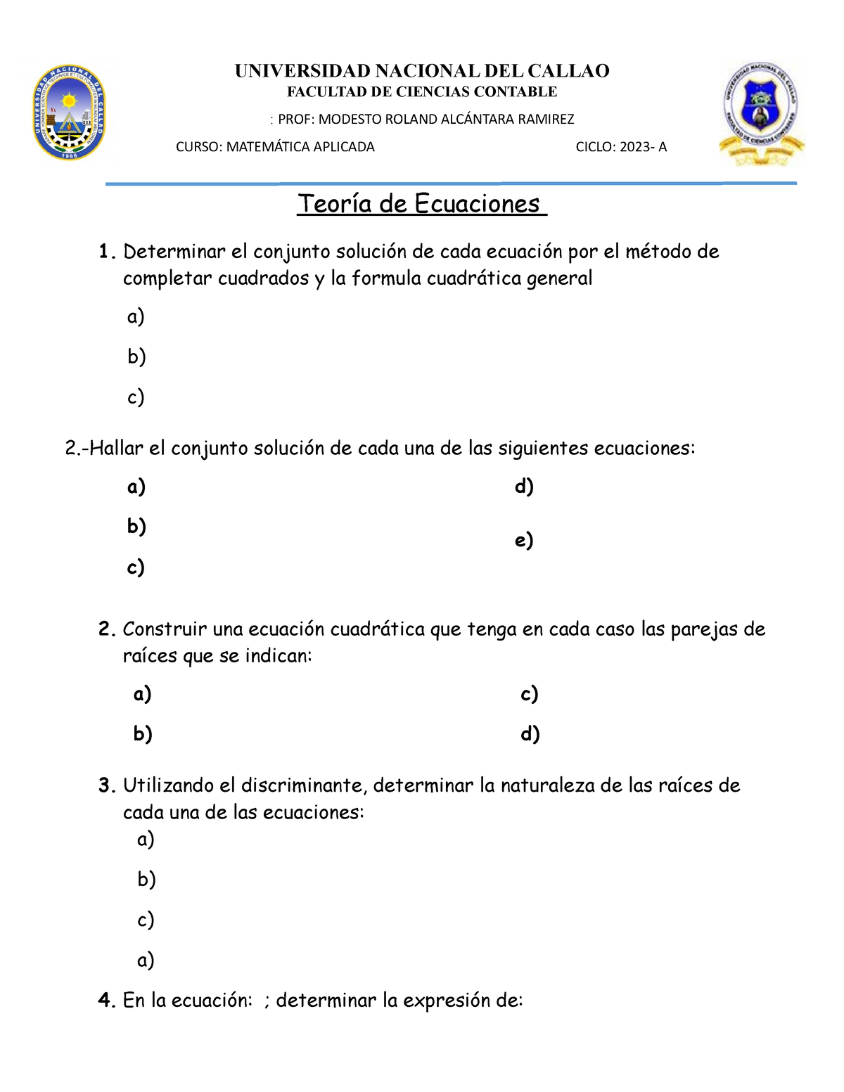 Matematica Bàsica- Ecuaciones- Inecuaciones- Valor Absoluto ...