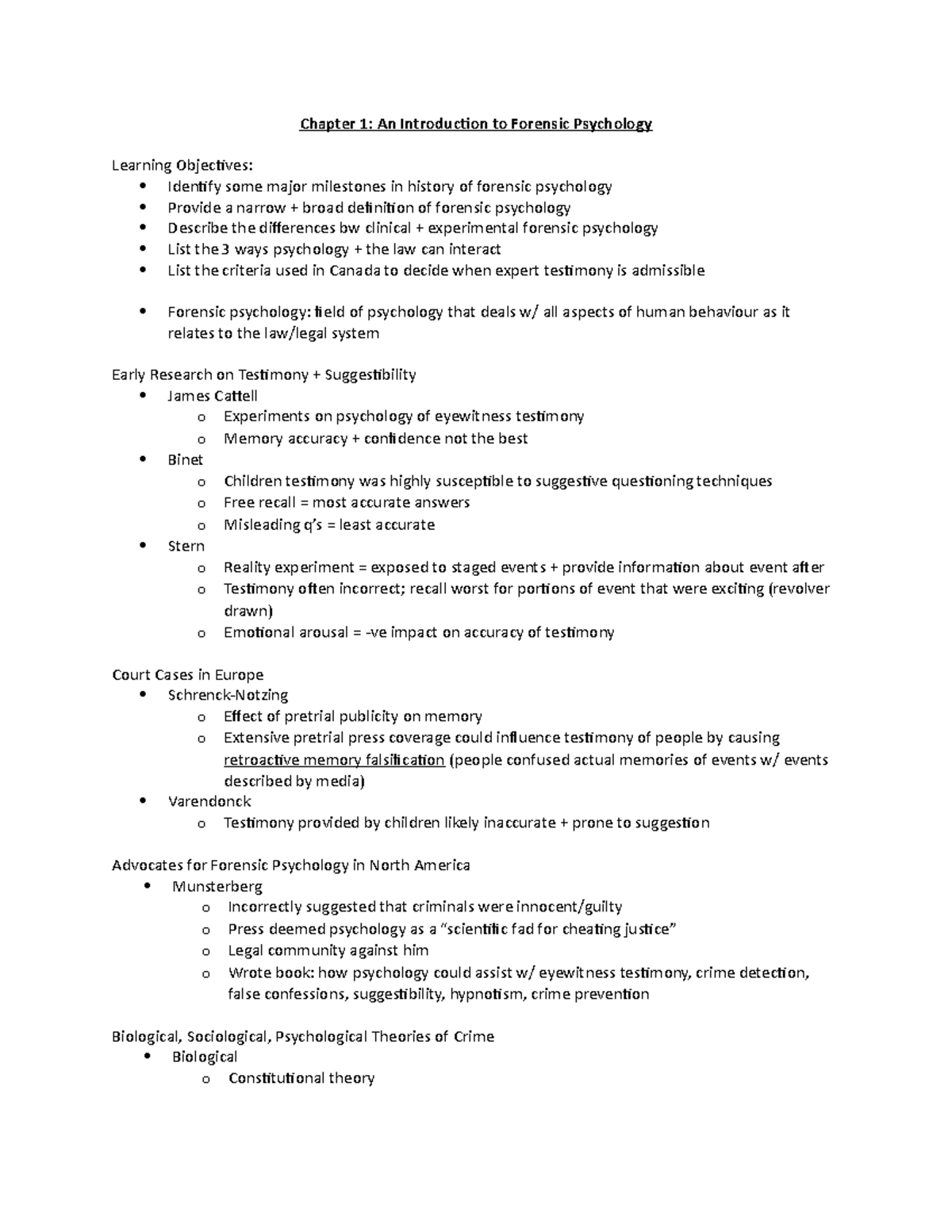 Chapter 1: intro to Forensic Psychology - Chapter 1: An Introduction to ...