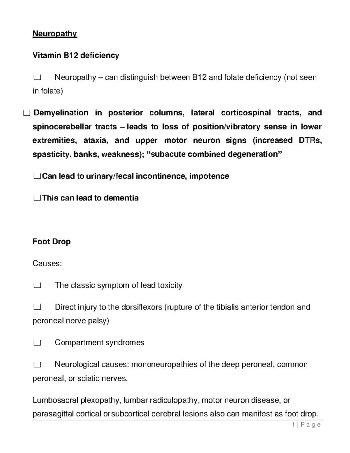 Neuropathy Vitamin B12 deficiency Neuropathy Vitamin B12 deficiency