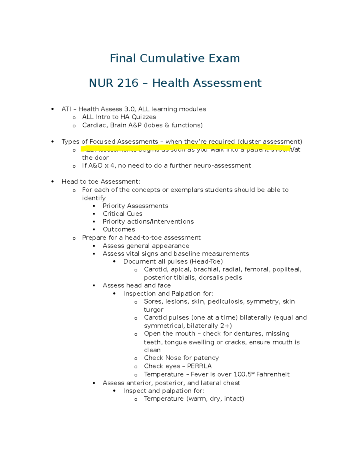 Final - help study guides to help study for exams - Final Cumulative ...