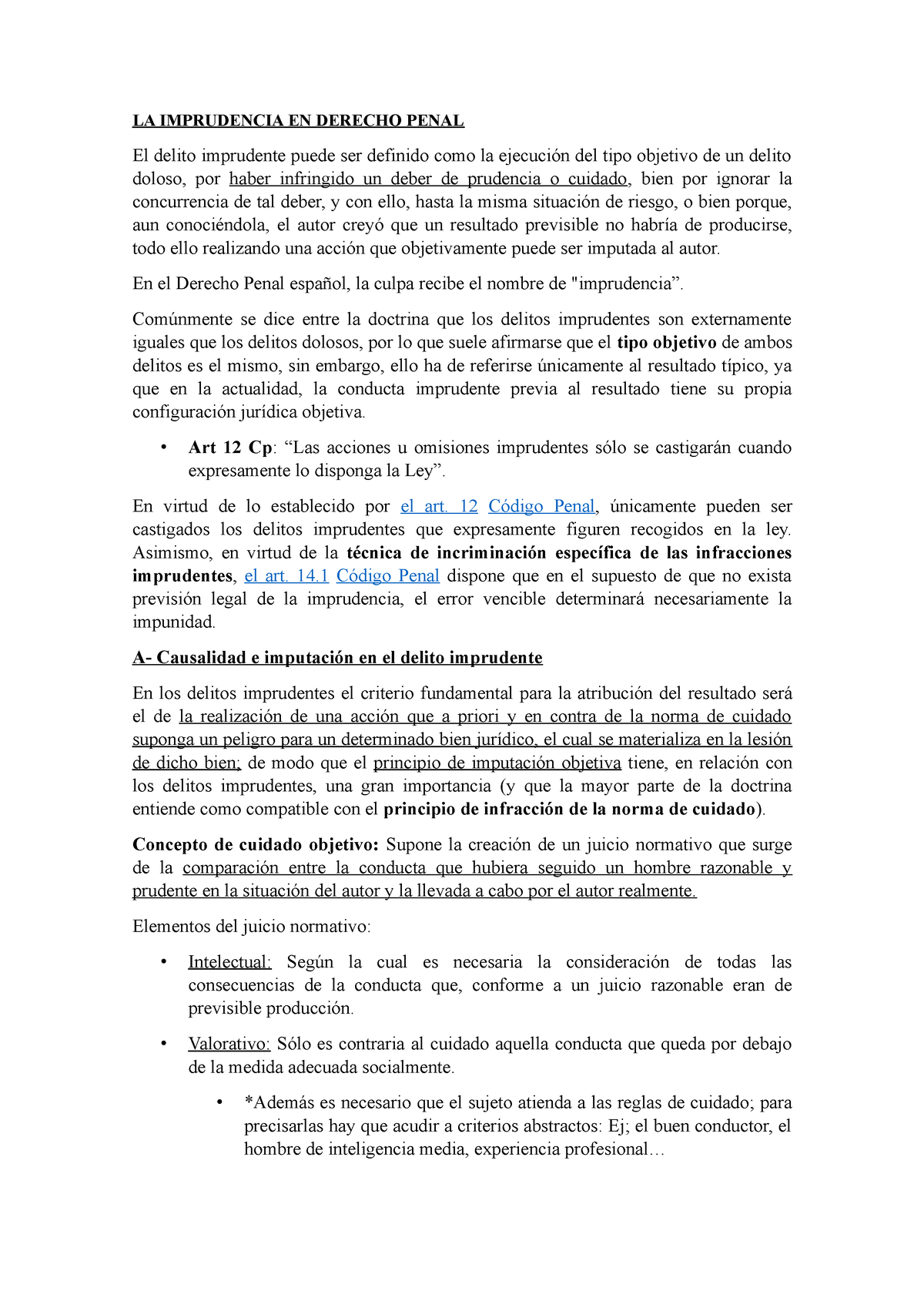 LA Imprudencia EN Derecho Penal - LA IMPRUDENCIA EN DERECHO PENAL El ...