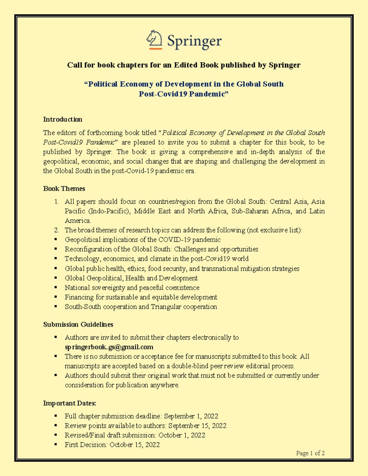 Call chapters (Heba) - contemporary topics in south-south cooperation ...